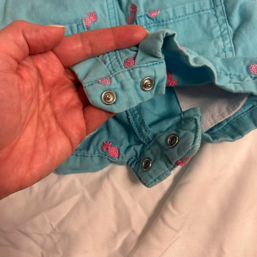OshKosh B'gosh Kids Blue Overalls with Pink pineapples, size 12 months